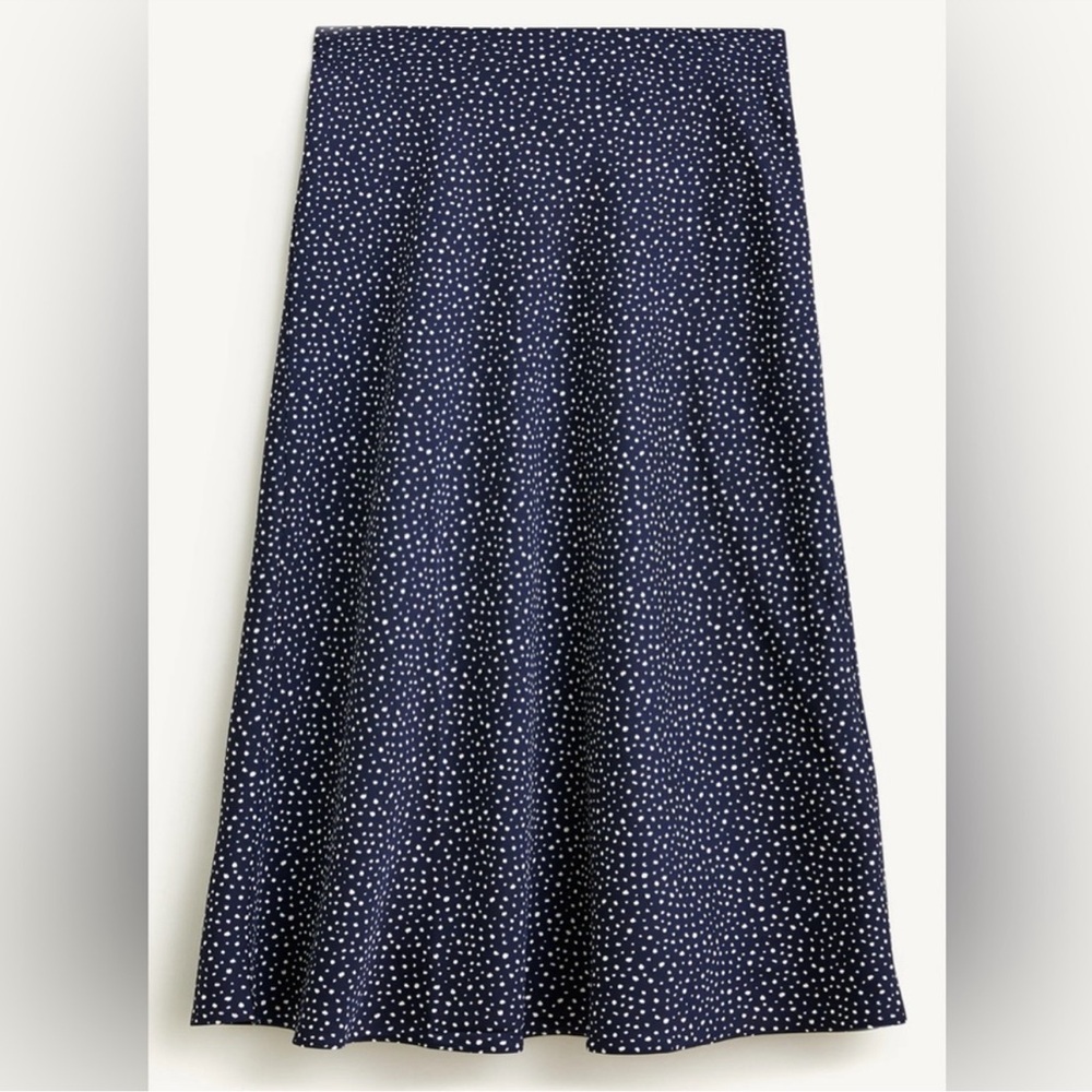 J.Crew Navy Polka Dot Midi Skirt